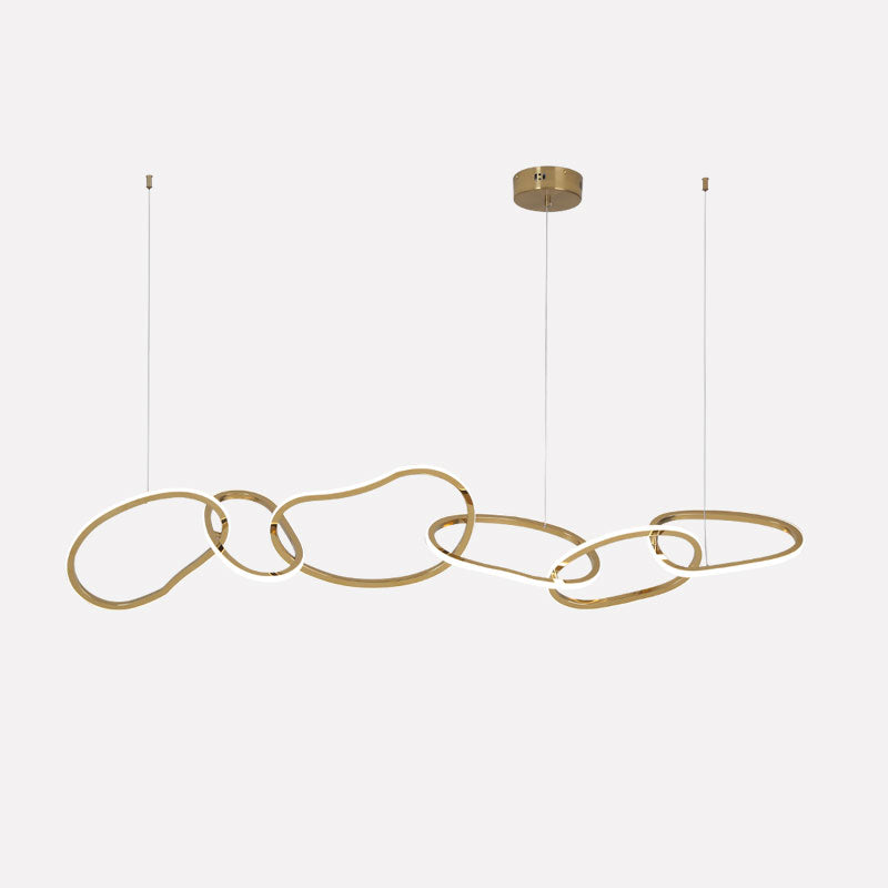 Modern LED-pendel med oval cirkel och guldfärgad finish