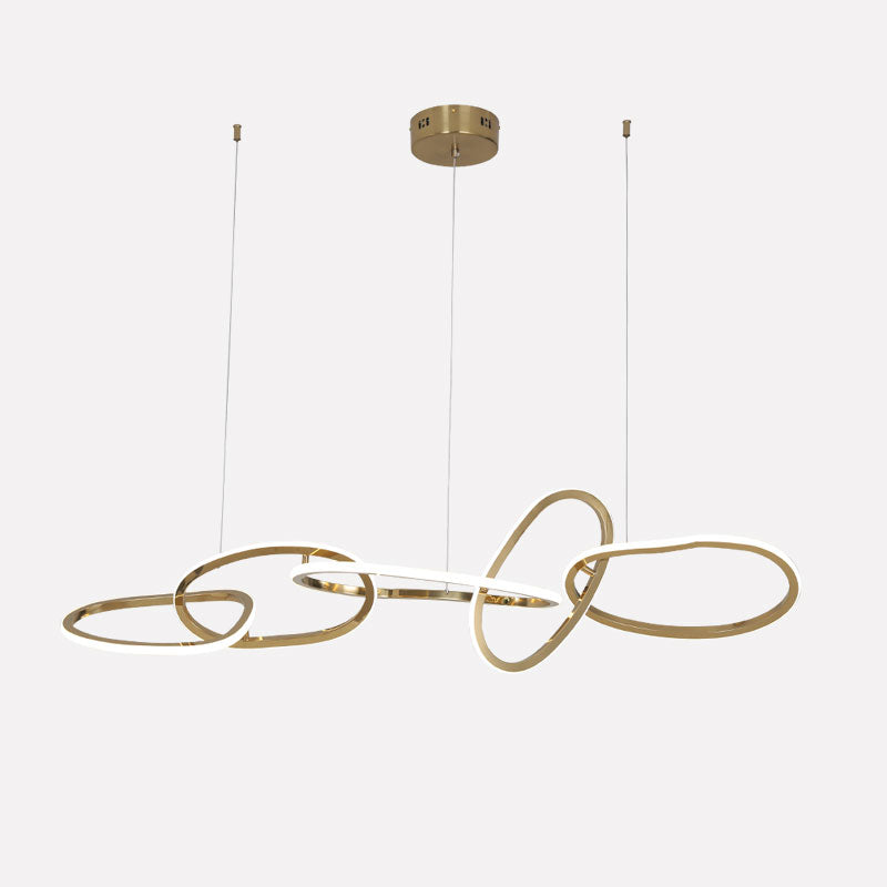 Modern LED-pendel med oval cirkel och guldfärgad finish