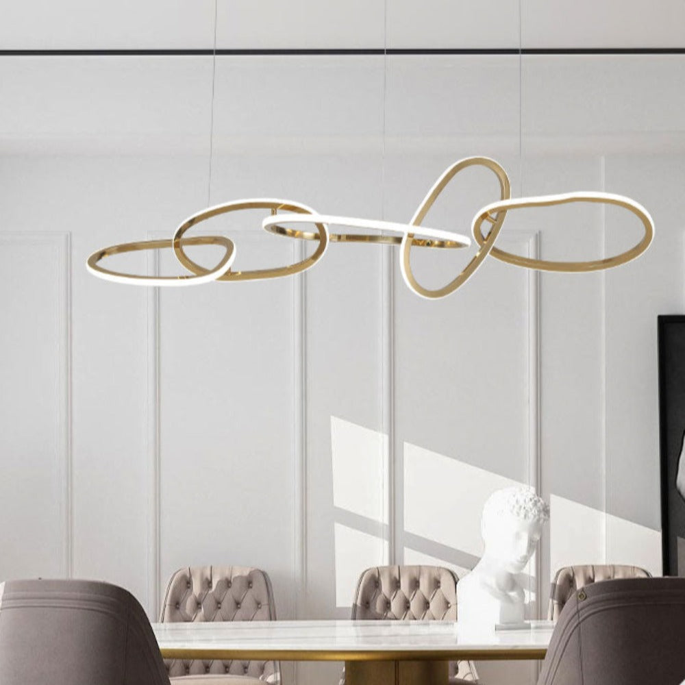 Modern LED-pendel med oval cirkel och guldfärgad finish