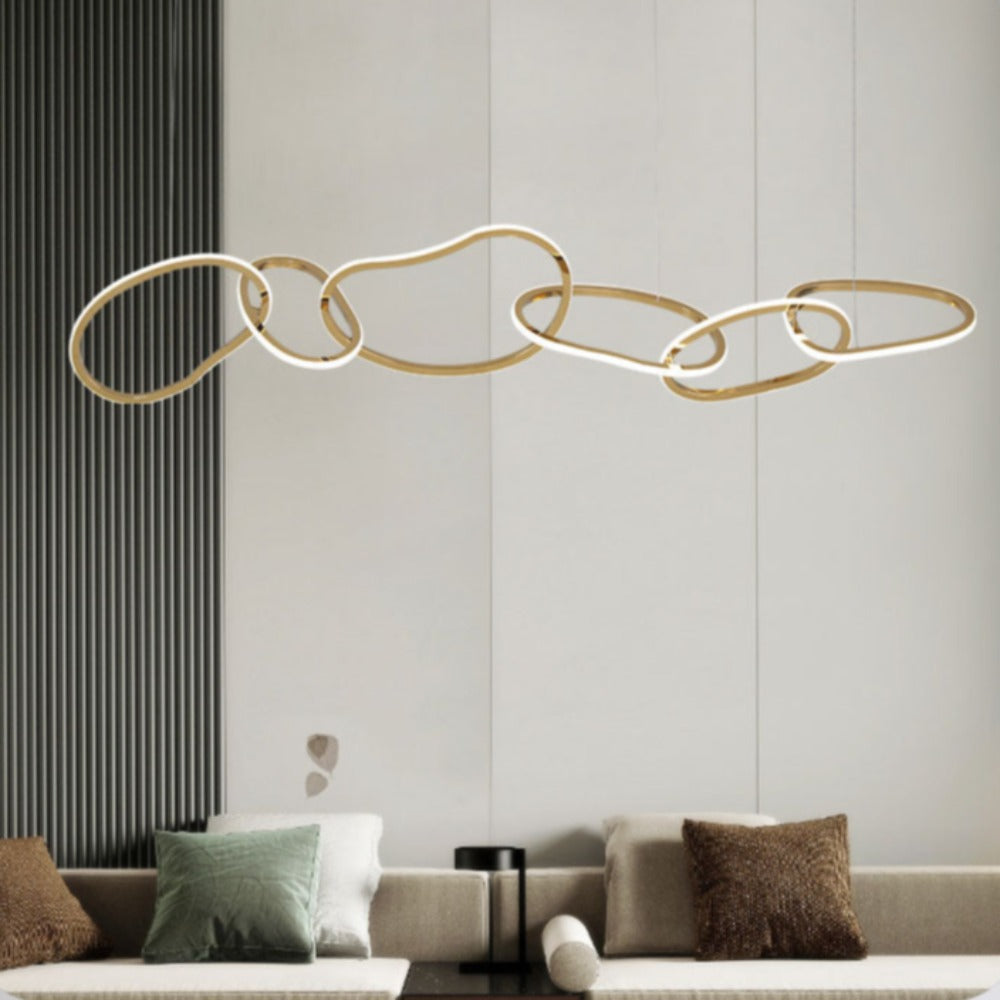 Modern LED-pendel med oval cirkel och guldfärgad finish