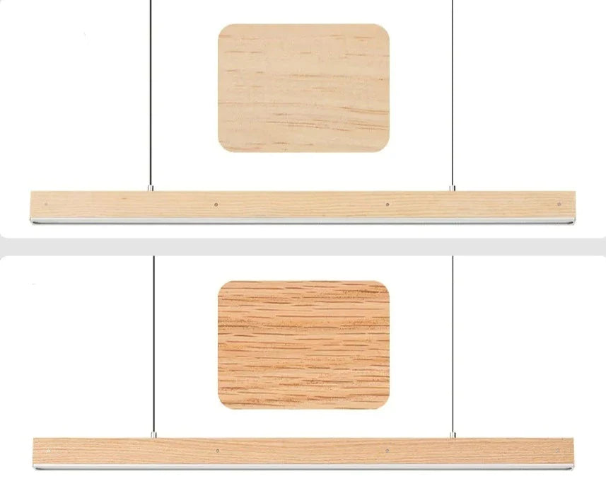 Lång pendellampa i trä