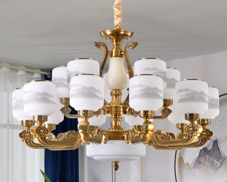 Ljuskrona i naturlig jade