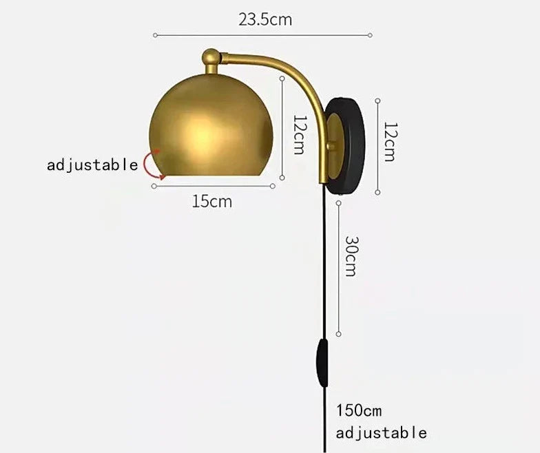 Vintage vägglampa med stickpropp