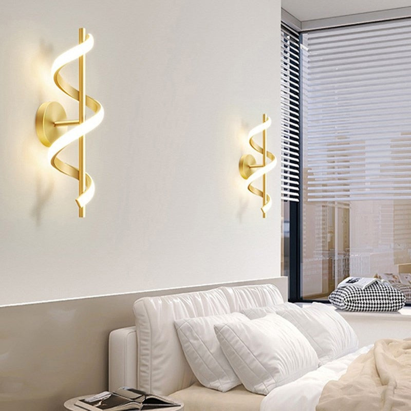 Modern spiralformad led-vägglampa