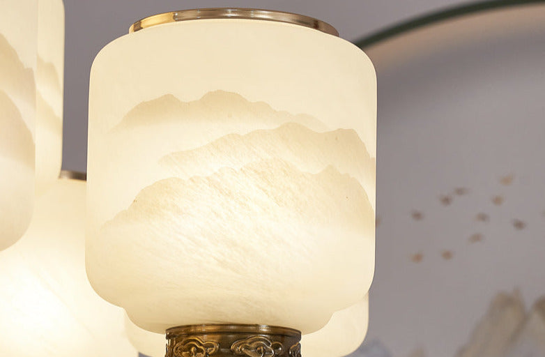 Ljuskrona i naturlig jade