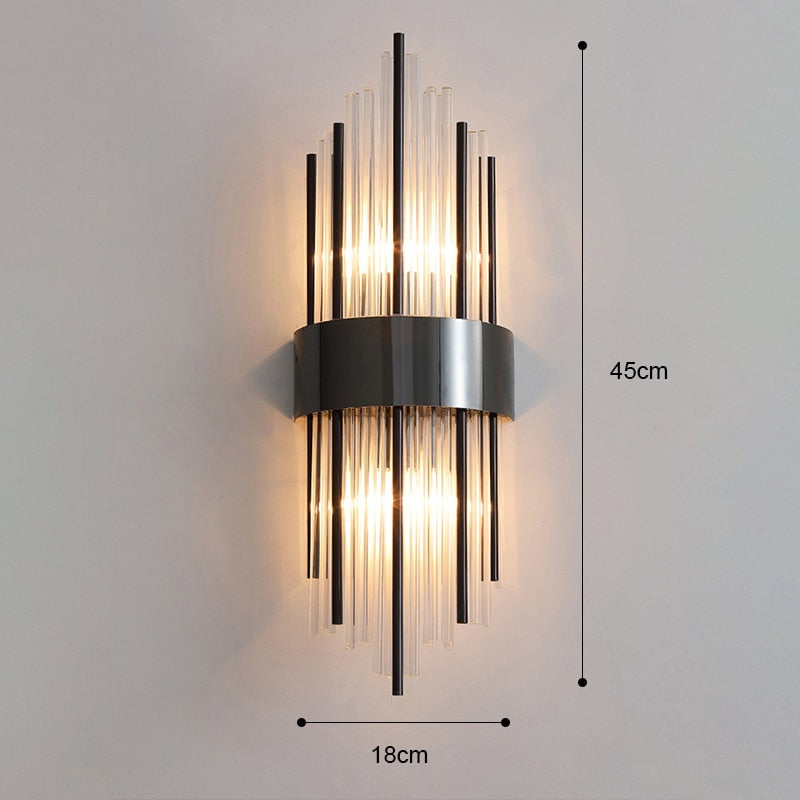 Vägglampa i guldkristall
