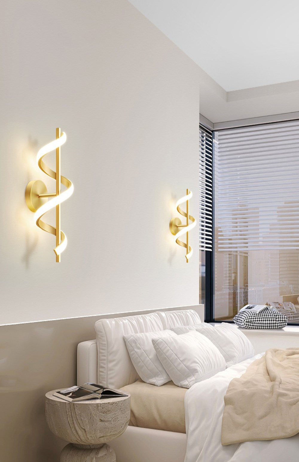 Modern spiralformad led-vägglampa