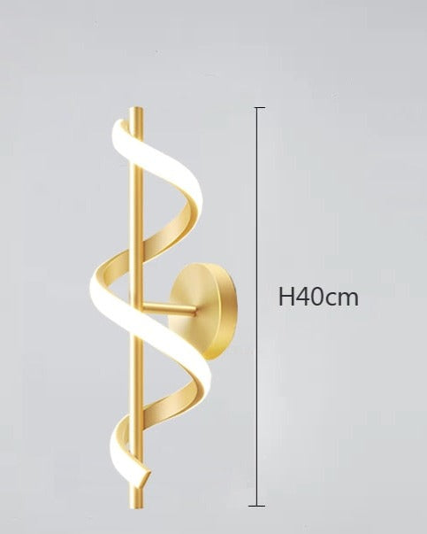 Modern spiralformad led-vägglampa