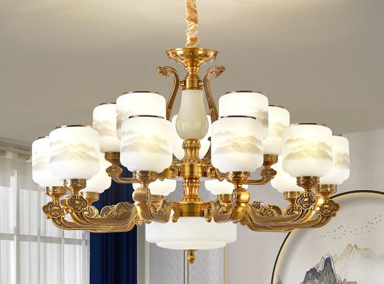 Ljuskrona i naturlig jade