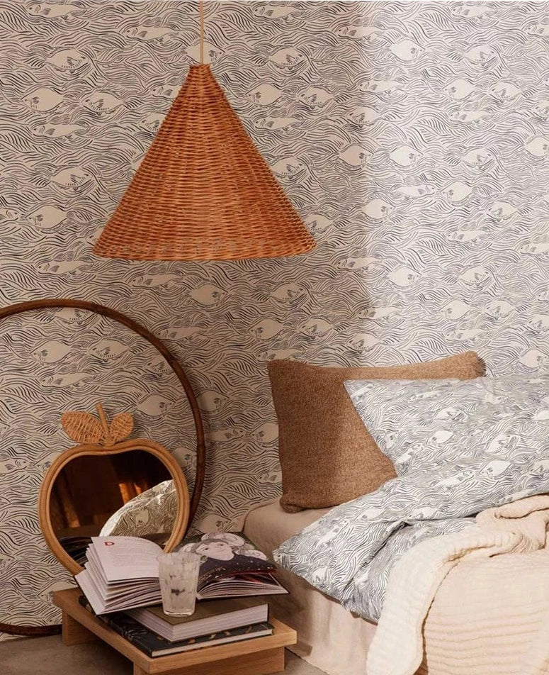 Ljuskrona i bambu och rotting