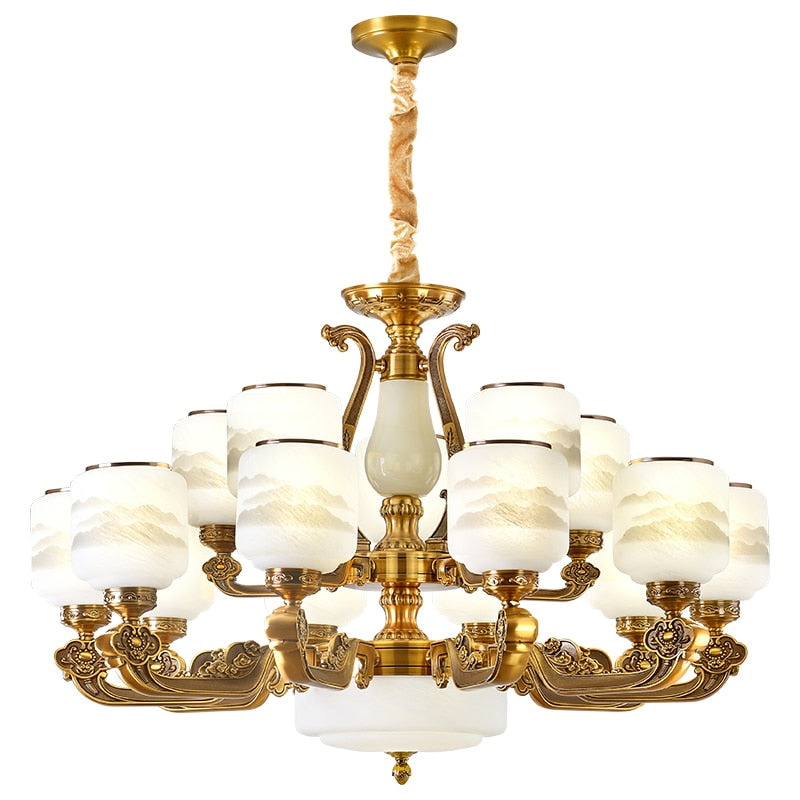 Ljuskrona i naturlig jade