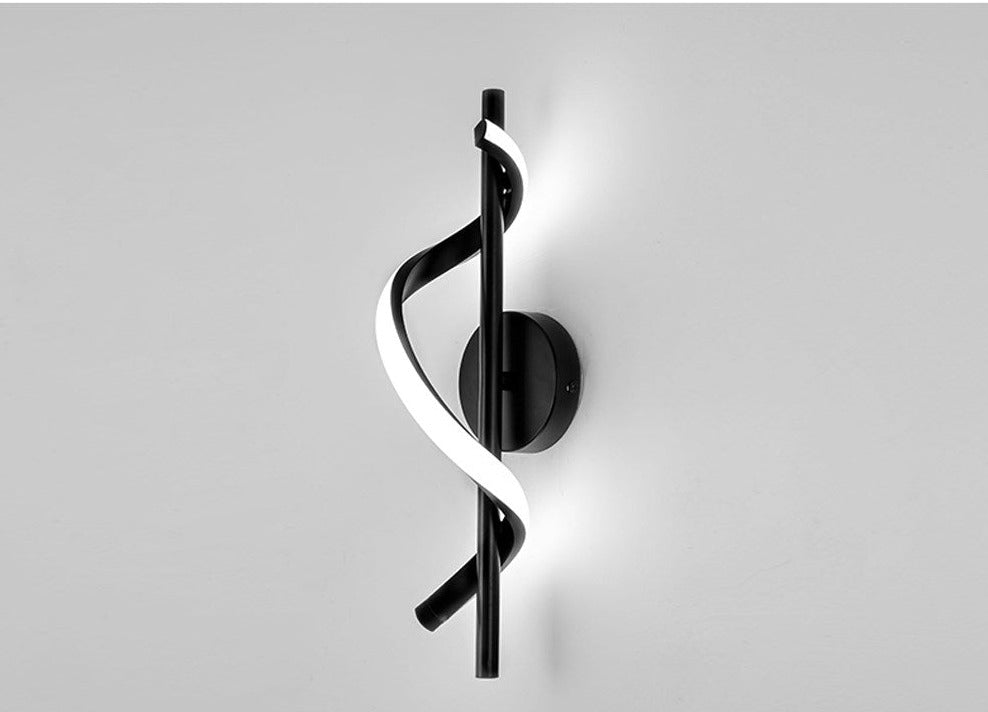Modern spiralformad led-vägglampa