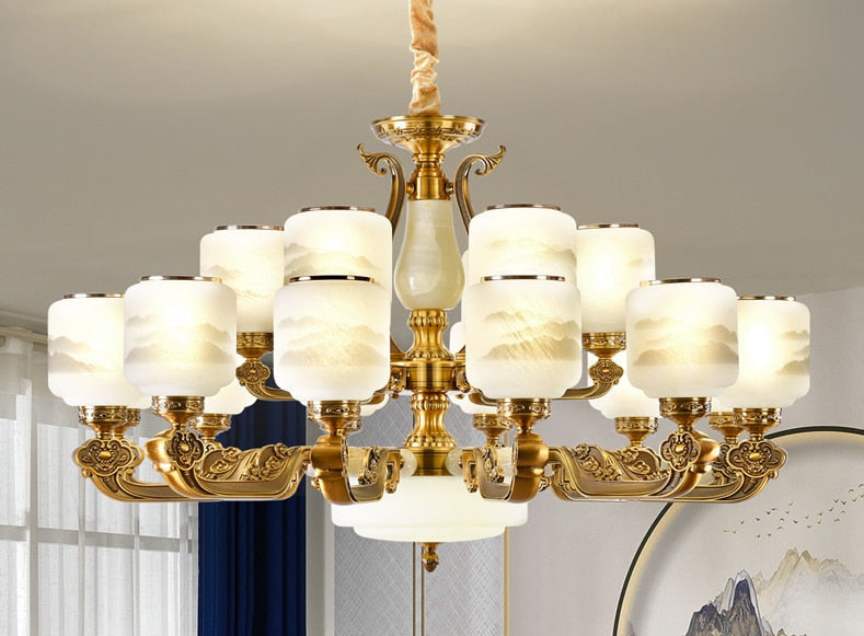 Ljuskrona i naturlig jade