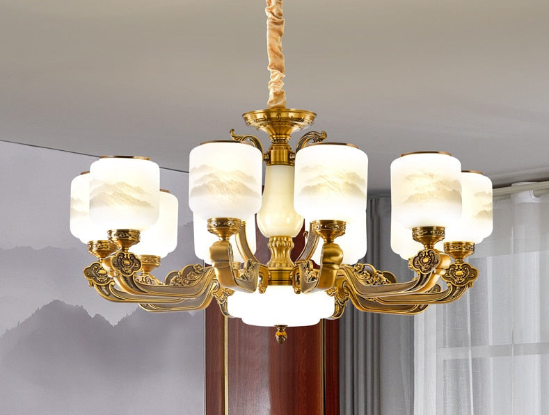 Ljuskrona i naturlig jade