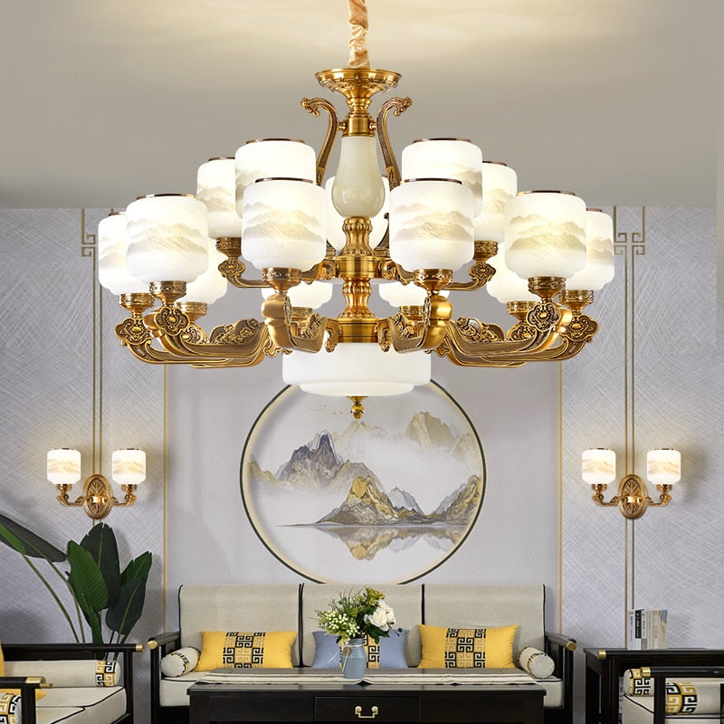 Ljuskrona i naturlig jade